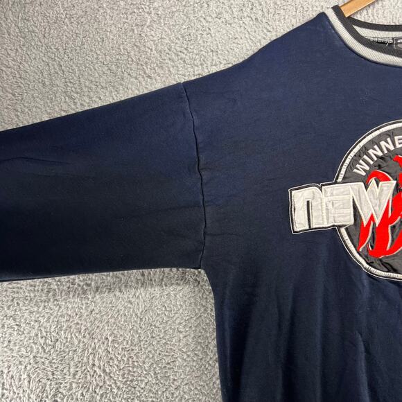 Vintage New York Sweatshirt Men's Large Blue Crewneck Embroidered Distressed 90s - Picture 6 of 13